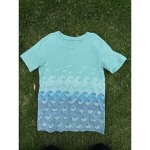 Tea Collection Kid Short Sleeve Shirt Wave Ocean Graphic Cotton Tee (Sz. 10)